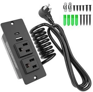 Drawer Outlet Kit, Recessed Drawer Socket with 4 Power Outlets | Clutter-Free Power Strip, 2 12 Amp AC Ports USB-A USB-C, 6.9FT Spring Power Cord, UL Listed Drawer Outlet Kit, Recessed Drawer Socket with 4 Power Outlets | Clutter-Free Power Strip, 2 12 Amp AC Ports USB-A USB-C, 6.9FT Spring Power Cord, UL Listed