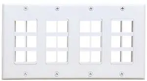 Keystone Wall Plate, 24 Port Keystone Jack Wall Plate, Supports Keystone Jack or Modular Inserts, 24-Port Keystone Plate, In Wall Patch Panel - 4 Gang White Keystone Wall Plate, 24 Port Keystone Jack Wall Plate, Supports Keystone Jack or Modular Inserts, 24-Port Keystone Plate, In Wall Patch Panel - 4 Gang White