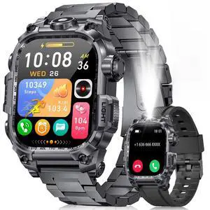 Men's Military Smart Watch (Answer/Make Calls) 2 Inch HD Screen Outdoor Sport Smartwatch with LED Flashlight 700mAh Battery,Heart Rate/Sleep Monitor Fitness,Green (Gray) Men's Military Smart Watch (Answer/Make Calls) 2 Inch HD Screen Outdoor Sport Smartwatch with LED Flashlight 700mAh Battery,Heart Rate/Sleep Monitor Fitness,Green (Gray)