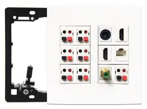 Premium Wall Plate, 7 Speakers, 2 HDMI, 1 Toslink, 1 RCA Subwoofer, 1 Ethernet - 7.1 Config, 2 Gang Screwless - White Premium Wall Plate, 7 Speakers, 2 HDMI, 1 Toslink, 1 RCA Subwoofer, 1 Ethernet - 7.1 Config, 2 Gang Screwless - White