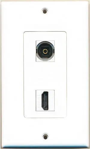 1 Toslink Digital Audio Port and 1 HDMI Port Wall Plate Decorative White 1 Toslink Digital Audio Port and 1 HDMI Port Wall Plate Decorative White