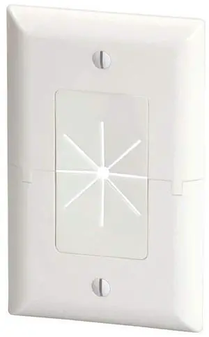 Split Plate - with Flexible Opening, Low Profile Design, Easily Holds Up to 6 Cables, White Split Plate - with Flexible Opening, Low Profile Design, Easily Holds Up to 6 Cables, White