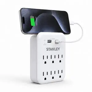 Surgepro Surge Protector Outlet Extender with 6 Grounded Outlets 1 USB-C and USB-A (3.1A) Ports 1200 Joules Surge Protection 125V/15A 1875W Wall Adapter for Homes and Shared Spaces ETL Listed Surgepro Surge Protector Outlet Extender with 6 Grounded Outlets 1 USB-C and USB-A (3.1A) Ports 1200 Joules Surge Protection 125V/15A 1875W Wall Adapter for Homes and Shared Spaces ETL Listed