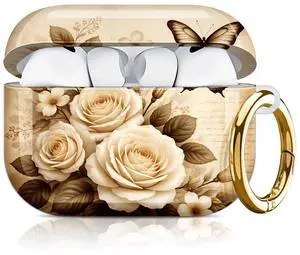 Compatible with AirPod Pro 3 Case 2025,Shockproof Hard Protective Case,Wireless Charging Compatible, Trendy Elegant Design Cover for Women Men(Elegant Floral Rose Butterfly) Compatible with AirPod Pro 3 Case 2025,Shockproof Hard Protective Case,Wireless Charging Compatible, Trendy Elegant Design Cover for Women Men(Elegant Floral Rose Butterfly)
