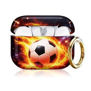 Compatible with AirPod Pro 3 Case 2025,Shockproof Hard Protective Case,Wireless Charging Compatible, Trendy Elegant Design Cover for Women Men(Fire Soccer Ball Cosmic Stars) Compatible with AirPod Pro 3 Case 2025,Shockproof Hard Protective Case,Wireless Charging Compatible, Trendy Elegant Design Cover for Women Men(Fire Soccer Ball Cosmic Stars)