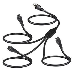 Triple C5 Splitter Power Cord 6FT, NEMA 5-15P to 3X IEC 60320 C5 Female, 1 Outlet to 3 Devices AC Power Cable, Cloverleaf Y Splitter Cord for Laptop Chargers, Monitors, Printers & Projectors Triple C5 Splitter Power Cord 6FT, NEMA 5-15P to 3X IEC 60320 C5 Female, 1 Outlet to 3 Devices AC Power Cable, Cloverleaf Y Splitter Cord for Laptop Chargers, Monitors, Printers & Projectors