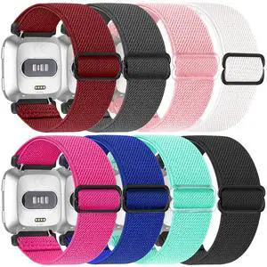 8 Pack Nylon Replacement Band Compatible with Fitbit Versa 2 / Versa Bands for Women Men, Adjustable Stretchy Solo Loop Fabric Strap 8 Pack Nylon Replacement Band Compatible with Fitbit Versa 2 / Versa Bands for Women Men, Adjustable Stretchy Solo Loop Fabric Strap