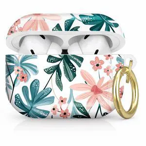 Compatible with AirPod Pro 2nd/1st Generation Case Cover with Key Chain,Full Protective Shockproof Wireless Headphone Case for Airpod Pro 2023/2022/2019(Floral Tropical Leaves Pink Blossoms) Compatible with AirPod Pro 2nd/1st Generation Case Cover with Key Chain,Full Protective Shockproof Wireless Headphone Case for Airpod Pro 2023/2022/2019(Floral Tropical Leaves Pink Blossoms)