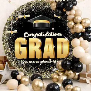 6.5FT Graduation Round Arch Backdrop Cover for Circle Arch Stand Wrinkle Resistant Circle Arch Backdrop Cover for Class of 2026 School Grad Party Decorations 6.5FT Graduation Round Arch Backdrop Cover for Circle Arch Stand Wrinkle Resistant Circle Arch Backdrop Cover for Class of 2026 School Grad Party Decorations