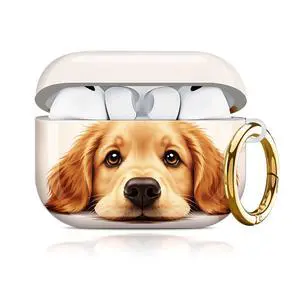 Compatible with AirPod Pro 3 Case 2025,Shockproof Hard Protective Case,Wireless Charging Compatible, Trendy Elegant Design Cover for Women Men(Golden Dog Face) Compatible with AirPod Pro 3 Case 2025,Shockproof Hard Protective Case,Wireless Charging Compatible, Trendy Elegant Design Cover for Women Men(Golden Dog Face)