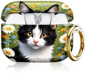 Compatible with AirPod Pro 3 Case 2025,Shockproof Hard Protective Case,Wireless Charging Compatible, Trendy Elegant Design Cover for Women Men(Floral Cat Portrait) Compatible with AirPod Pro 3 Case 2025,Shockproof Hard Protective Case,Wireless Charging Compatible, Trendy Elegant Design Cover for Women Men(Floral Cat Portrait)