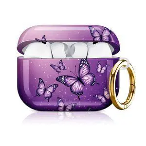 Compatible with AirPod Pro 3 Case 2025,Shockproof Hard Protective Case,Wireless Charging Compatible, Trendy Elegant Design Cover for Women Men(Purple Butterflies Fluttering in Sky) Compatible with AirPod Pro 3 Case 2025,Shockproof Hard Protective Case,Wireless Charging Compatible, Trendy Elegant Design Cover for Women Men(Purple Butterflies Fluttering in Sky)