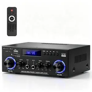 AMP-10 Bluetooth Audio Amplifiers 2.0CH 50WX2 RMS Stereo Amp Receivers | Mini Power Amplifier for Home Speaker Max.600W Output w/FM Radio, Echo, MIC, USB, SD Input for Home,Car Audio AMP-10 Bluetooth Audio Amplifiers 2.0CH 50WX2 RMS Stereo Amp Receivers | Mini Power Amplifier for Home Speaker Max.600W Output w/FM Radio, Echo, MIC, USB, SD Input for Home,Car Audio