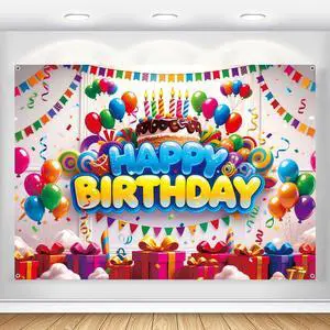 Happy Birthday Backdrop Banner for Boys Girls Colorful Balloon Kids Party Decorations Background Wall Poster Supplies Fabric Outdoor Decor 7x5ft Happy Birthday Backdrop Banner for Boys Girls Colorful Balloon Kids Party Decorations Background Wall Poster Supplies Fabric Outdoor Decor 7x5ft