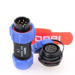 Weipu Threaded Coupling SP21 7Pin Rear-nut Mount Waterproof Quick Connect Plastic Connector for LED Lights Weipu Threaded Coupling SP21 7Pin Rear-nut Mount Waterproof Quick Connect Plastic Connector for LED Lights