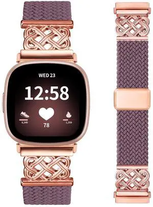 Celtic Heart Knot Braided Band Compatible with Fitbit Versa 4/Versa 3/Sense 2/Sense Bands for Women Men, Elastic Nylon Sport Loop Adjustable Replacement Strap with Upgraded Metal Fastener Celtic Heart Knot Braided Band Compatible with Fitbit Versa 4/Versa 3/Sense 2/Sense Bands for Women Men, Elastic Nylon Sport Loop Adjustable Replacement Strap with Upgraded Metal Fastener