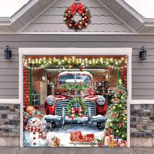 Christmas Garage Door Banner Cover Decorations,7 x 8 Ft Red Truck Christmas Snowman Tree Holiday Garage Door Outdoor Backdrop for Xmas Holiday Winter New Year Party Supplies Christmas Garage Door Banner Cover Decorations,7 x 8 Ft Red Truck Christmas Snowman Tree Holiday Garage Door Outdoor Backdrop for Xmas Holiday Winter New Year Party Supplies