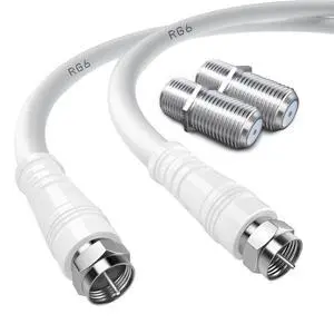 RG6 Antenna Cable, F Type Male to F Male High-Speed RG6 TV Coaxial Cable with F Type Female Gender Changers Connector 75 Ohm, for Cable Box, TV, Satellite, Digital Router 32.8FT(10M) RG6 Antenna Cable, F Type Male to F Male High-Speed RG6 TV Coaxial Cable with F Type Female Gender Changers Connector 75 Ohm, for Cable Box, TV, Satellite, Digital Router 32.8FT(10M)