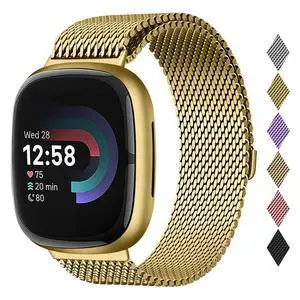 Metal Band Compatible for Fitbit Versa 4/Sense 2/Versa 3/Sense | Milanese Wristband for Men Women,Stainless Steel Magnetic Mesh Loop Replacement Strap Metal Band Compatible for Fitbit Versa 4/Sense 2/Versa 3/Sense | Milanese Wristband for Men Women,Stainless Steel Magnetic Mesh Loop Replacement Strap