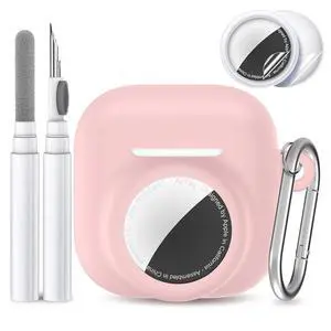 2 in 1 Silicone Case Compatible with AirPod 4 and Air Tracker Tag,Anti-Scratch Anti-Lost Protective Skin Cover for AirPods 4th Generation with 2 PCS TPU Screen Protector&Lanyard (Pink) 2 in 1 Silicone Case Compatible with AirPod 4 and Air Tracker Tag,Anti-Scratch Anti-Lost Protective Skin Cover for AirPods 4th Generation with 2 PCS TPU Screen Protector&Lanyard (Pink)