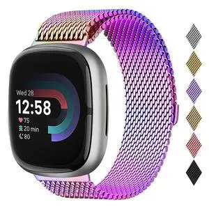 Metal Band Compatible for Fitbit Versa 4/Sense 2/Versa 3/Sense | Milanese Wristband for Men Women,Stainless Steel Magnetic Mesh Loop Replacement Strap Metal Band Compatible for Fitbit Versa 4/Sense 2/Versa 3/Sense | Milanese Wristband for Men Women,Stainless Steel Magnetic Mesh Loop Replacement Strap
