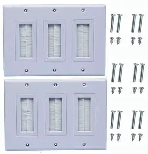 3 Gang Brush Wall Plate for Cabling Cable Plate Internal Management RJ45 USB Audio Video Cable Pass-Through Brush Style Low Voltage Cable Plate in-Wall Installation (2Pack, 3Gang) 3 Gang Brush Wall Plate for Cabling Cable Plate Internal Management RJ45 USB Audio Video Cable Pass-Through Brush Style Low Voltage Cable Plate in-Wall Installation (2Pack, 3Gang)