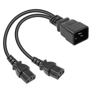 IEC 320 C20 to Dual C13 Power Cord,C20 Male to 2 x C13 Y Splitter Adapter Extension Power Cable Cord(Black C20 to Dual C13) IEC 320 C20 to Dual C13 Power Cord,C20 Male to 2 x C13 Y Splitter Adapter Extension Power Cable Cord(Black C20 to Dual C13)