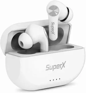 Bluetooth 5.0 Wireless Earbuds with Charging Case IPX5 Sweatproof Headset/Headphones in Ear Built in Mic Industrial Leading TWS Sound with Sport Pumping Bass - Platinum Silver Bluetooth 5.0 Wireless Earbuds with Charging Case IPX5 Sweatproof Headset/Headphones in Ear Built in Mic Industrial Leading TWS Sound with Sport Pumping Bass - Platinum Silver