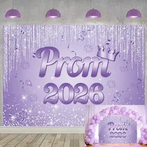 Purple Prom 2026 Graduation Backdrop 8x6ft | Class of 2026 Congratulations Grad Party Decoration Glitter Sequin Bokeh Graduation Students Photography Backdrop Purple Prom 2026 Graduation Backdrop 8x6ft | Class of 2026 Congratulations Grad Party Decoration Glitter Sequin Bokeh Graduation Students Photography Backdrop