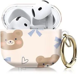 Compatible with AirPod 4th Gen Case with Keychain, Shockproof Protective Cover for Wireless Earbuds - Lightweight & Durable Design for Women Men Girl (Cute Bear Bows) Compatible with AirPod 4th Gen Case with Keychain, Shockproof Protective Cover for Wireless Earbuds - Lightweight & Durable Design for Women Men Girl (Cute Bear Bows)