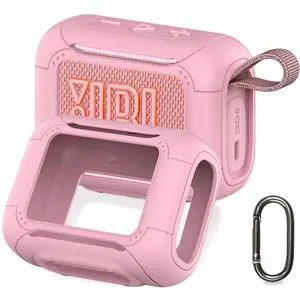 Silicone Cover Case for JBL Go 5 Bluetooth Portable Speaker | Go 5 Speaker Accessories, Protective Case with Metal Carabiner, Shockproof and Anti-Scratch Cover (Pink) Silicone Cover Case for JBL Go 5 Bluetooth Portable Speaker | Go 5 Speaker Accessories, Protective Case with Metal Carabiner, Shockproof and Anti-Scratch Cover (Pink)