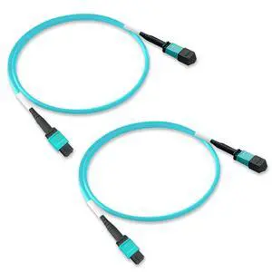 2Pcs 0.5m MPO Fiber Optic Patch Cord, OM3-150 Multi-Mode Cable Jumper Plug, Female to Female, 12 Core 6 Channel Type B, PC end face, LSZH 3.0mm, Compatible with 8 Core 4 Channel MPO 2Pcs 0.5m MPO Fiber Optic Patch Cord, OM3-150 Multi-Mode Cable Jumper Plug, Female to Female, 12 Core 6 Channel Type B, PC end face, LSZH 3.0mm, Compatible with 8 Core 4 Channel MPO