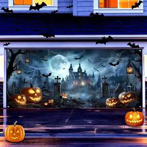 7x16ft Halloween Garage Door Cover Banner Large Hanging Backdrop Door Cover Gloomy Garage Wall Decoration Backdrop Mural for Home Outdoor Indoor Spooky Party Wall Window Yard Horror Graveyard 7x16ft Halloween Garage Door Cover Banner Large Hanging Backdrop Door Cover Gloomy Garage Wall Decoration Backdrop Mural for Home Outdoor Indoor Spooky Party Wall Window Yard Horror Graveyard