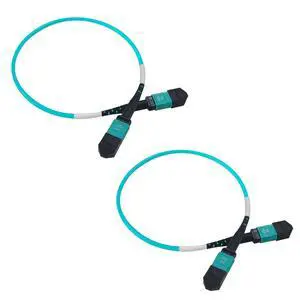 2Pcs 0.3m MPO Fiber Optic Patch Cord, OM3-150 Multi-Mode Cable Jumper Plug, Female to Female, 12 Core 6 Channel Type B, PC end face, LSZH 3.0mm, Compatible with 8 Core 4 Channel MPO 2Pcs 0.3m MPO Fiber Optic Patch Cord, OM3-150 Multi-Mode Cable Jumper Plug, Female to Female, 12 Core 6 Channel Type B, PC end face, LSZH 3.0mm, Compatible with 8 Core 4 Channel MPO