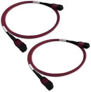 2Pcs 1m MPO Fiber Optic Patch Cord, OM4 Multi-Mode Cable Jumper Plug, Female to Female, 12 Core 6 Channel Type B, PC end face, LSZH 3.0mm, Compatible with 8 Core 4 Channel MPO 2Pcs 1m MPO Fiber Optic Patch Cord, OM4 Multi-Mode Cable Jumper Plug, Female to Female, 12 Core 6 Channel Type B, PC end face, LSZH 3.0mm, Compatible with 8 Core 4 Channel MPO