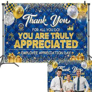 Employee Appreciation Day Backdrop You are Appreciated Staff Team Appreciation Week Background We Appreciate You Blue Gold Photoshoot Banner Props (8x6FT(94 x 70 inch)) Employee Appreciation Day Backdrop You are Appreciated Staff Team Appreciation Week Background We Appreciate You Blue Gold Photoshoot Banner Props (8x6FT(94 x 70 inch))
