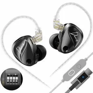 KZ Duonic Wired Hybrid Driver HiFi in-Ear Headphones Earbuds for Audiophiles, 0.78 Detachable Cable, Tunable 4 Level Sound (DSP with mic, Black Tuning Version) KZ Duonic Wired Hybrid Driver HiFi in-Ear Headphones Earbuds for Audiophiles, 0.78 Detachable Cable, Tunable 4 Level Sound (DSP with mic, Black Tuning Version)