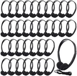 30 Pack Bulk Classroom Headphones Wired Black Adjustable Over Ear Earbuds Headphones with 3.5 mm Plug for Teen Adults Students Schools Library Computer Labs Office Airplane 30 Pack Bulk Classroom Headphones Wired Black Adjustable Over Ear Earbuds Headphones with 3.5 mm Plug for Teen Adults Students Schools Library Computer Labs Office Airplane
