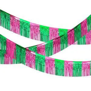 3 Pcs 1.25 x 20 ft Pink Green Foil Fringe Garland, Witch Princess Fringe Banners, Wall Hanging Tinsel Streamers for Halloween Parade Float Decorations Birthday Party Bachelorette 3 Pcs 1.25 x 20 ft Pink Green Foil Fringe Garland, Witch Princess Fringe Banners, Wall Hanging Tinsel Streamers for Halloween Parade Float Decorations Birthday Party Bachelorette