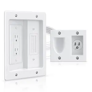 Dual Outlet in Wall Cable Management Kit, TV Cord Hider for Wall Mounted TV, Recessed Low Voltage Media Wall Plate for Power Cables & Low Voltage Wires Dual Outlet in Wall Cable Management Kit, TV Cord Hider for Wall Mounted TV, Recessed Low Voltage Media Wall Plate for Power Cables & Low Voltage Wires