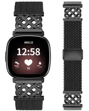 Celtic Heart Knot Braided Band Compatible with Fitbit Versa 4/Versa 3/Sense 2/Sense Bands for Women Men, Elastic Nylon Sport Loop Adjustable Replacement Strap with Upgraded Metal Fastener Celtic Heart Knot Braided Band Compatible with Fitbit Versa 4/Versa 3/Sense 2/Sense Bands for Women Men, Elastic Nylon Sport Loop Adjustable Replacement Strap with Upgraded Metal Fastener