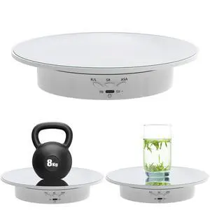 Electric Turntable, 360 Degree Adjustable speed Revolving Base for Photography,Jewelry,3D Models,Watch, USB Power Supply,Motorized Turntable/7.8 inches/Load 17 LB (White Mirror) Electric Turntable, 360 Degree Adjustable speed Revolving Base for Photography,Jewelry,3D Models,Watch, USB Power Supply,Motorized Turntable/7.8 inches/Load 17 LB (White Mirror)