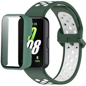Silicone Bands Compatible with Samsung Galaxy Fit 3 SM-R390, with PC Case Waterproof Sport Watch Band Soft Breathable Strips for Men Women Silicone Bands Compatible with Samsung Galaxy Fit 3 SM-R390, with PC Case Waterproof Sport Watch Band Soft Breathable Strips for Men Women
