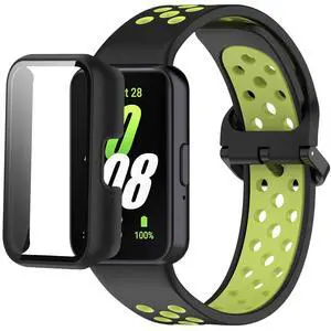 Silicone Bands Compatible with Samsung Galaxy Fit 3 SM-R390, with PC Case Waterproof Sport Watch Band Soft Breathable Strips for Men Women Silicone Bands Compatible with Samsung Galaxy Fit 3 SM-R390, with PC Case Waterproof Sport Watch Band Soft Breathable Strips for Men Women