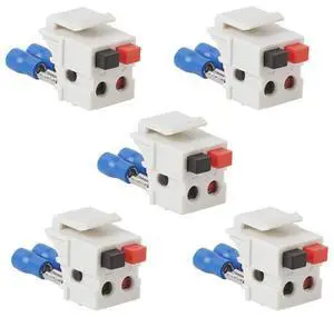 Speaker Keystone Jack Spring Loaded Speaker Jack for Keystone Wall Plate, Female to Female, for Home Theater Wall Plates - White (5 Pack) Speaker Keystone Jack Spring Loaded Speaker Jack for Keystone Wall Plate, Female to Female, for Home Theater Wall Plates - White (5 Pack)
