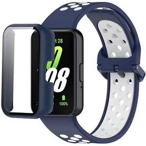 Silicone Bands Compatible with Samsung Galaxy Fit 3 SM-R390, with PC Case Waterproof Sport Watch Band Soft Breathable Strips for Men Women Silicone Bands Compatible with Samsung Galaxy Fit 3 SM-R390, with PC Case Waterproof Sport Watch Band Soft Breathable Strips for Men Women