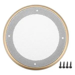 Universal 5" Car Speaker Grills Cover Mesh Round Pack of 1 | 5 Inch Audio Speaker Subwoofer Guard Protector Case, with Mounting Screws, Iron ABS, Gold Tone White Universal 5" Car Speaker Grills Cover Mesh Round Pack of 1 | 5 Inch Audio Speaker Subwoofer Guard Protector Case, with Mounting Screws, Iron ABS, Gold Tone White