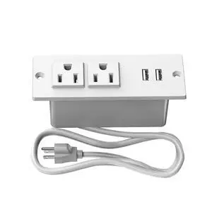 Small Recessed Power Strip Plug Extension Cord with USB Electrical Outlet Extender Flush Mount Surge Protector Power Adapter Charging Station for Desk Furniture Tabletop Home Office (White) Small Recessed Power Strip Plug Extension Cord with USB Electrical Outlet Extender Flush Mount Surge Protector Power Adapter Charging Station for Desk Furniture Tabletop Home Office (White)
