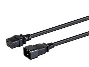 Heavy Duty Extension Cord - IEC 60320 C20 to IEC 60320 C19, 20 Amp, 5000 Watt, 250 Volt, 12AWG, 6 Feet, Black Heavy Duty Extension Cord - IEC 60320 C20 to IEC 60320 C19, 20 Amp, 5000 Watt, 250 Volt, 12AWG, 6 Feet, Black