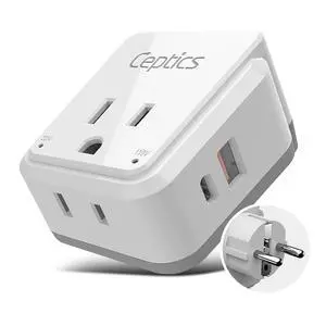 Germany, Korea Travel Plug Adapter Set, 20W PD & QC, Safe Dual USB & USB-C - 2 USA Socket - Use in Schuko, France, Russia, Netherlands - Includes Type E/F SWadAPt Attachments Germany, Korea Travel Plug Adapter Set, 20W PD & QC, Safe Dual USB & USB-C - 2 USA Socket - Use in Schuko, France, Russia, Netherlands - Includes Type E/F SWadAPt Attachments